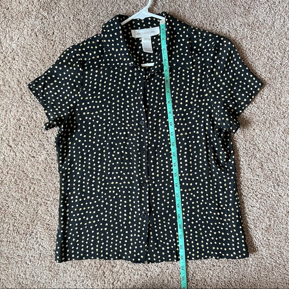 90s Vintage Silk Polkadot Button Front Blouse - Picture 6 of 7